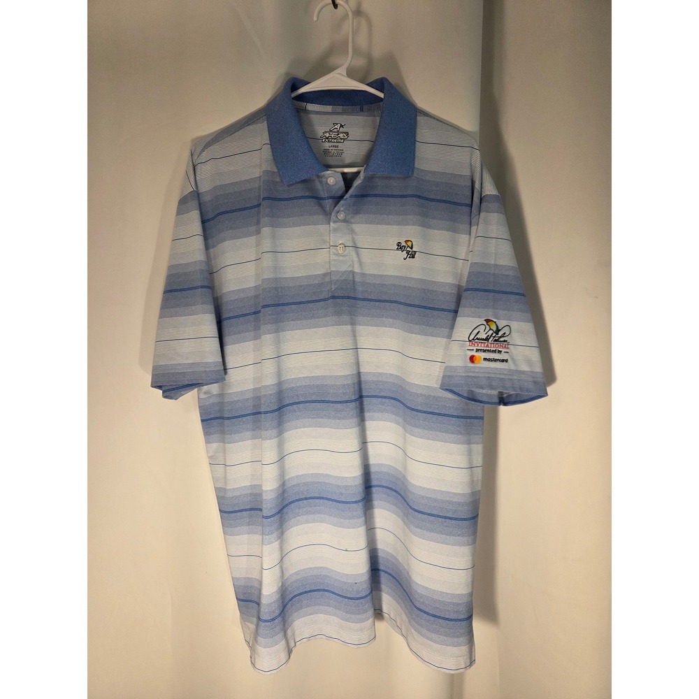 Ahead Extreme Golf Polo Mens Large Blue Striped Excellent Arnold Palmer Bay Hill